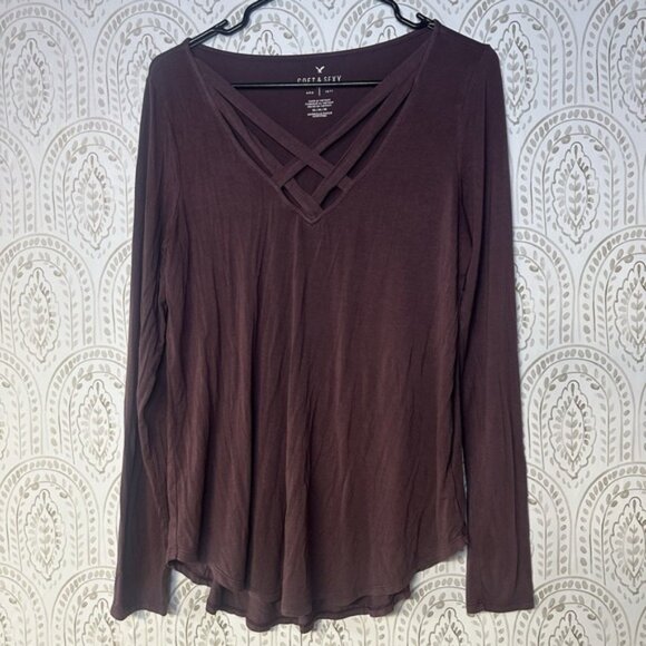 American Eagle Shirt Womens Size M Long Sleeve Soft & Sexy Purple - Picture 1 of 5